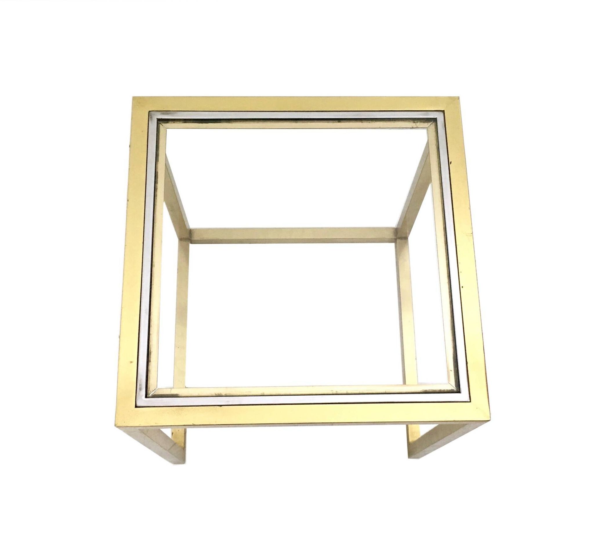 Set of Postmodern Brass, Steel and Glass Nesting Tables by Romeo Rega, Italy