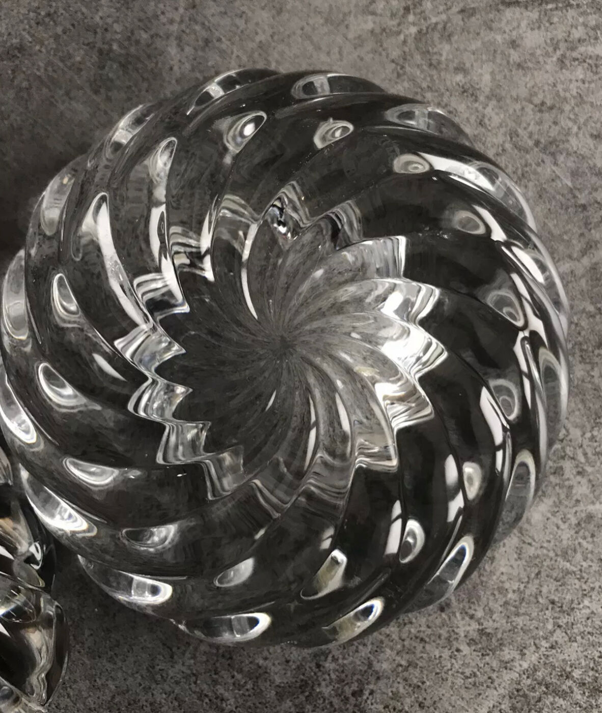 Pair of twisted round candlesticks in baccarat crystal stamped