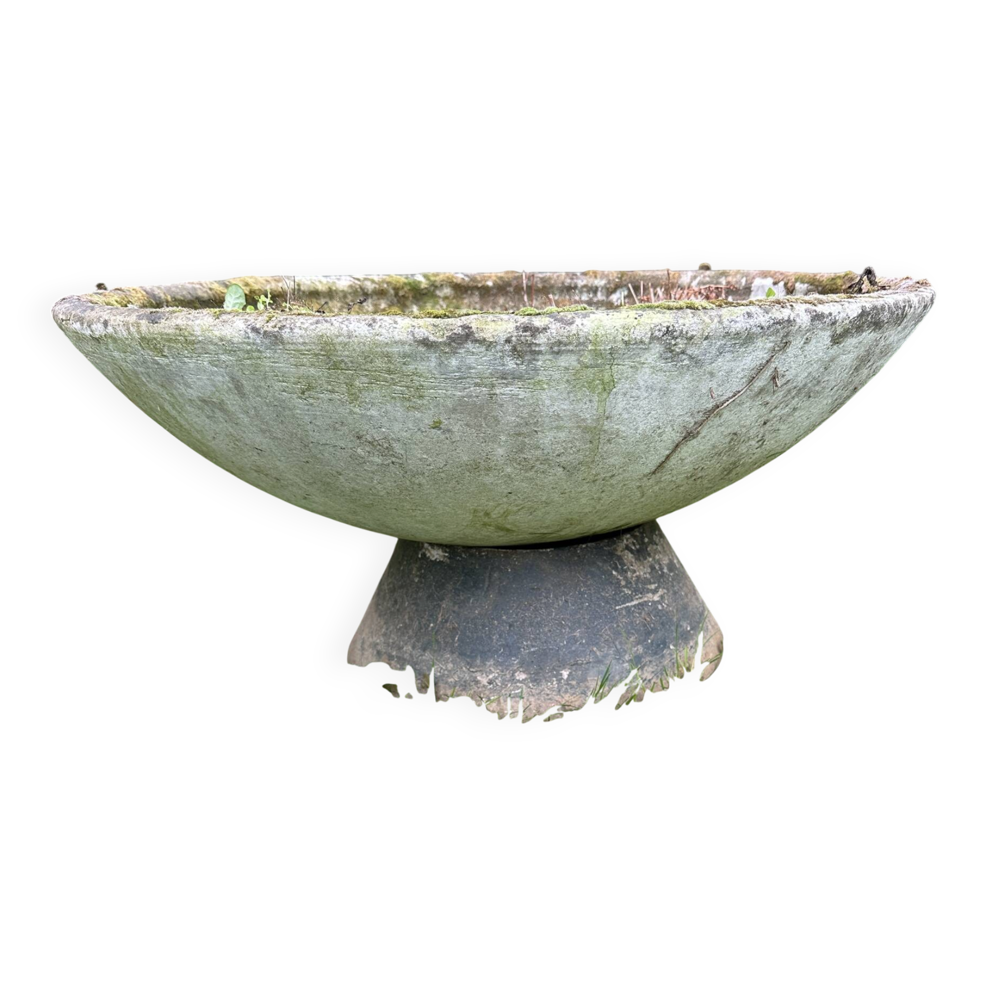 Old planter, pedestal basin in fibrociment by Willy Guillaume.