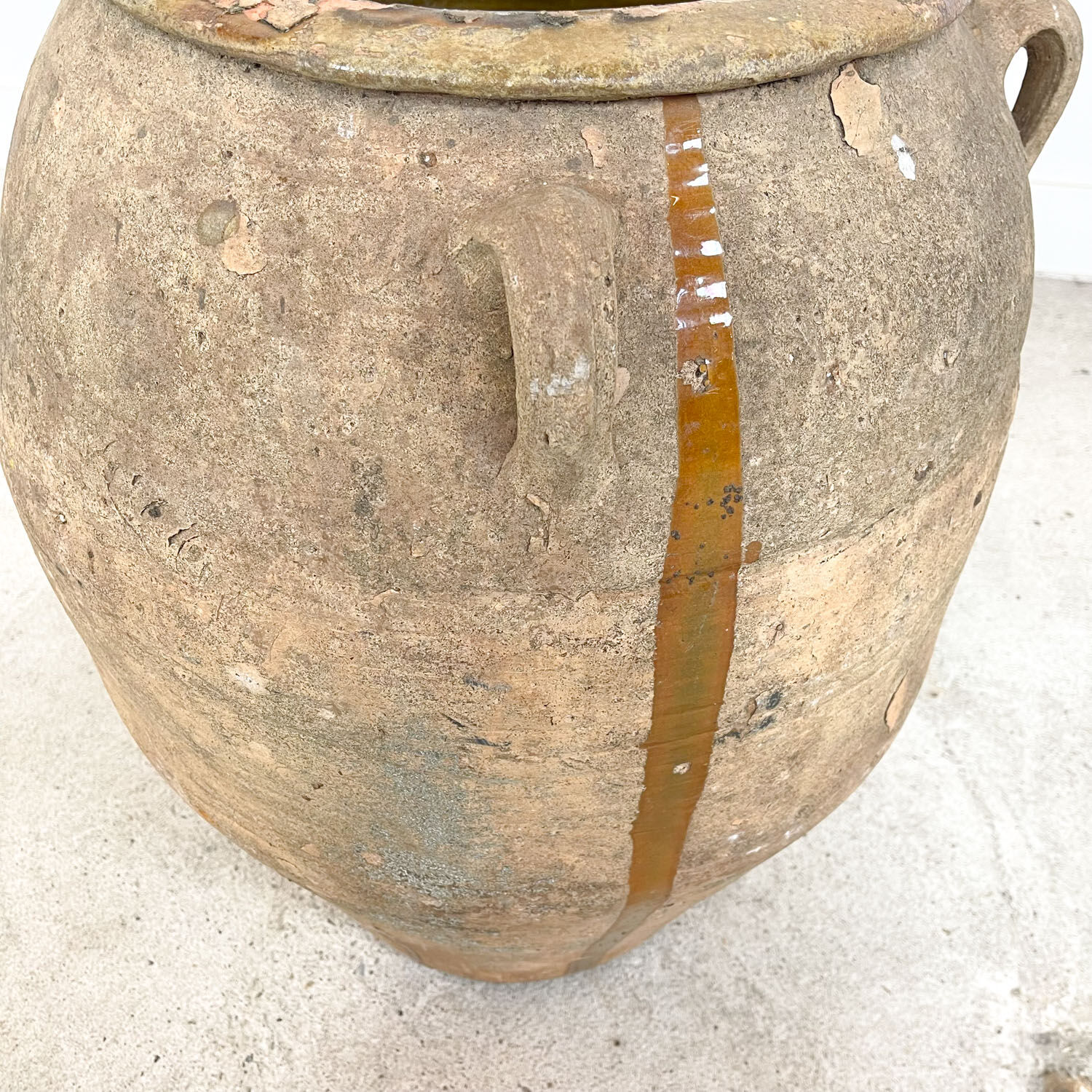 Antique mediterranean spanish terracotta olive jar