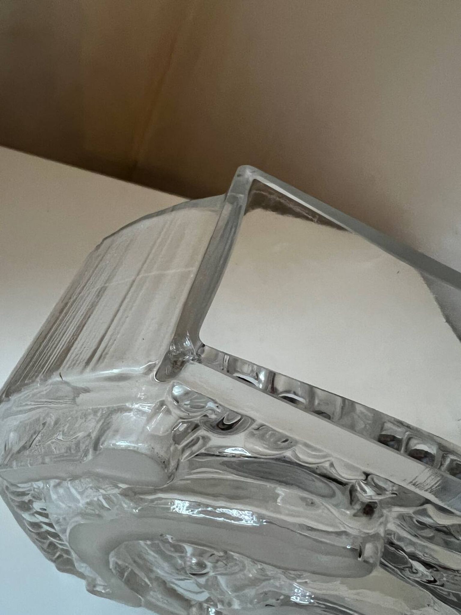 Moulded glass vase with Cubist portrait decoration, modern, 1970.