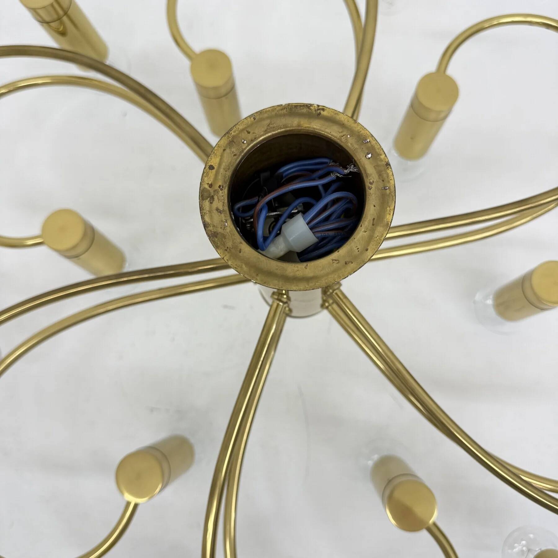 Leola sculptural brass 12-light ceiling or wall flush mount, 1970s
