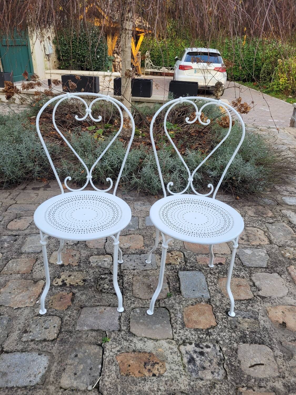 2 Chaises de jardin en fer forgé