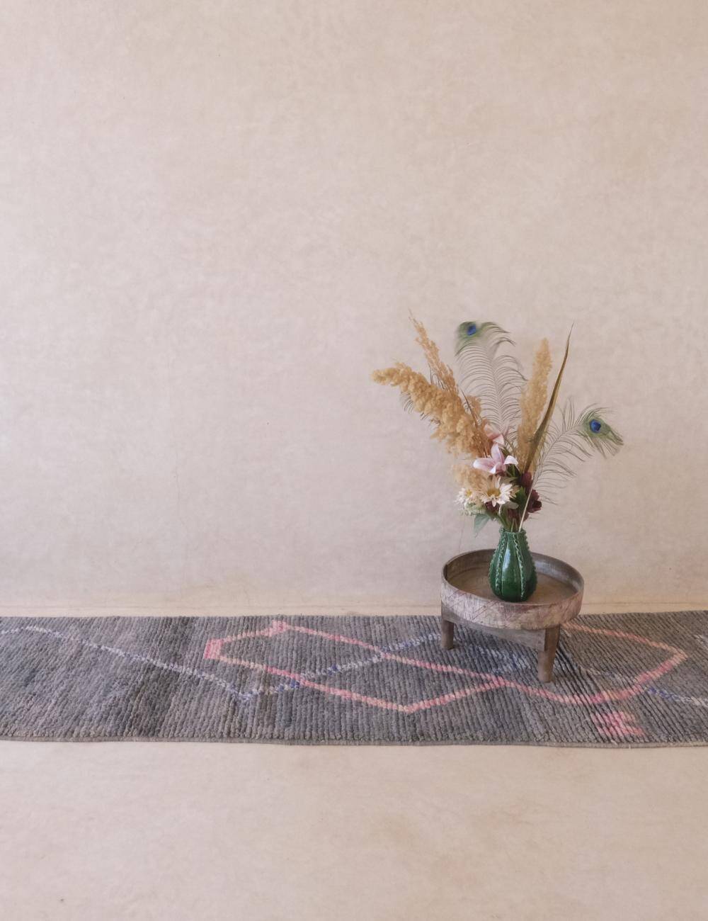 Grey runner rug - 410 x 78 cm