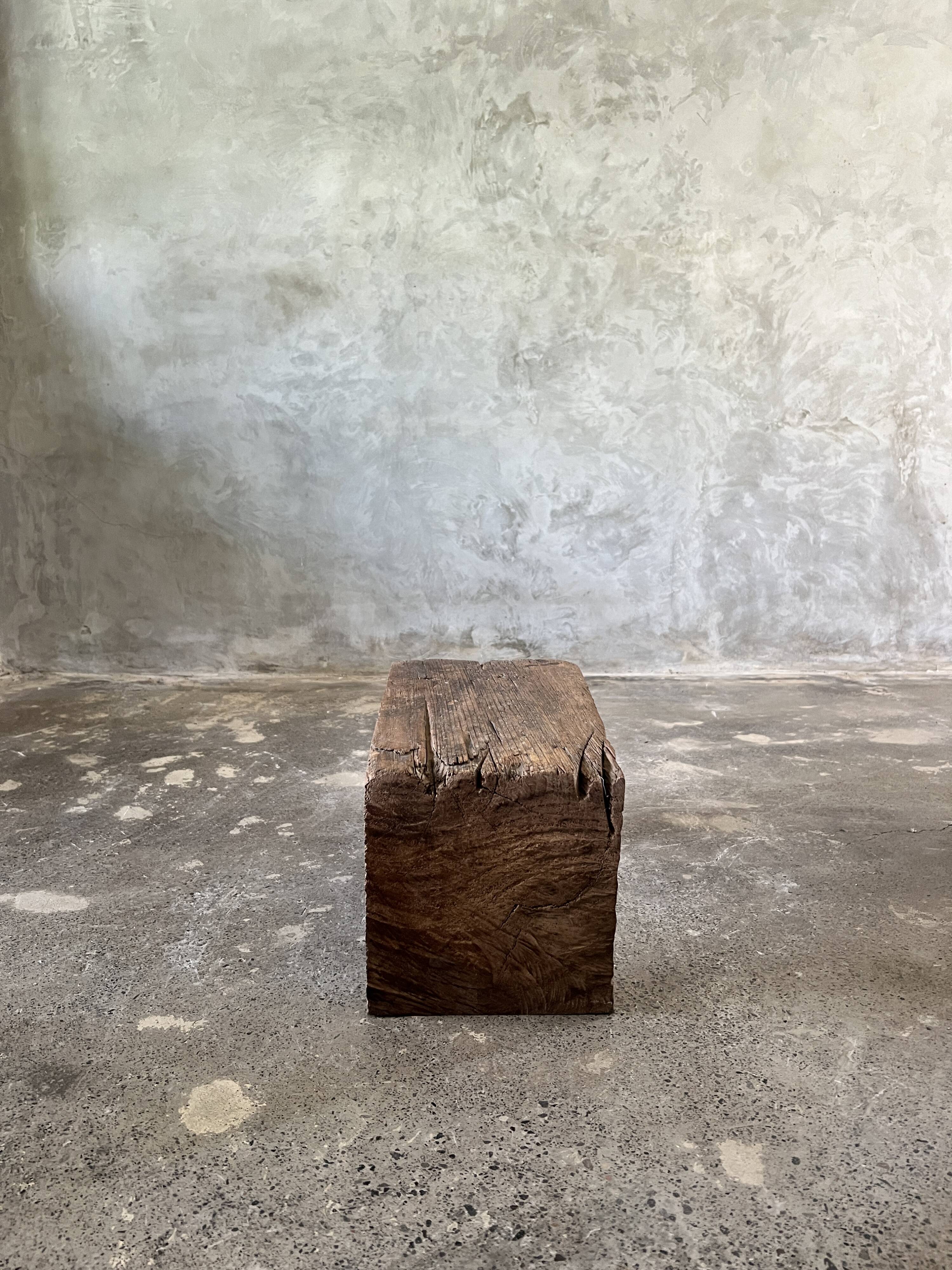 Low stool in old Asian monoxyl teak