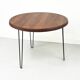 Table à manger ronde en teck avec pieds en acier, 1986