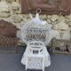 Cage has birds vintage, in wood and metal, painted in blue and white