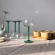 6 Alsace wine glasses, translucent emerald green foot, J.G Durand & Cie, Luminarc