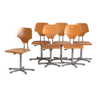 Chaises de bureau vintage (c.1950). Ensemble de 6 pièces Chaises de bureau