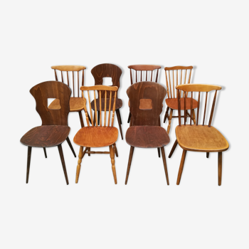 Lot de huit chaises bistrot depareillées