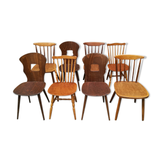 Lot de huit chaises bistrot depareillées