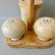 Salt, pepper and mustard set, sandstone from Marais France