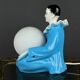 Mid-century Italian Pierrot table lamp in blue ceramic, 1960s.