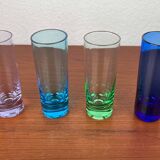 Coloured German shot glasses from the mid-century, 1960s, set of 6.
