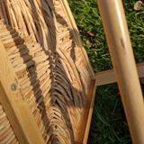 Pair of wooden and straw chairs