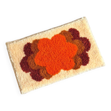 Vintage orange floral wool rug