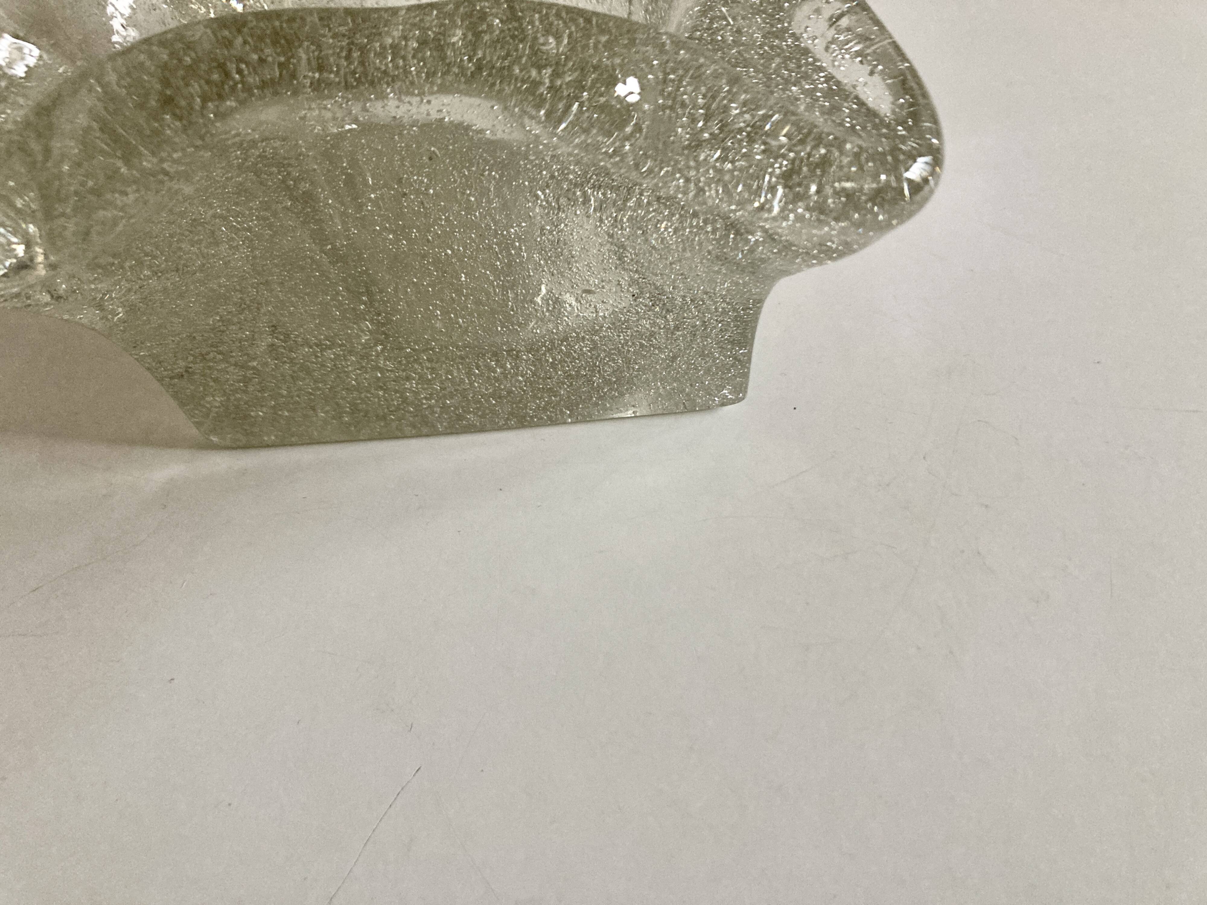 Cendrier massif ondulé mid century en verre bullé 1960 design italien