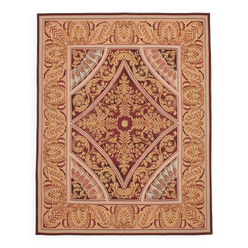Handmade European Vintage Aubusson Kilim 267 cm x 340 cm
