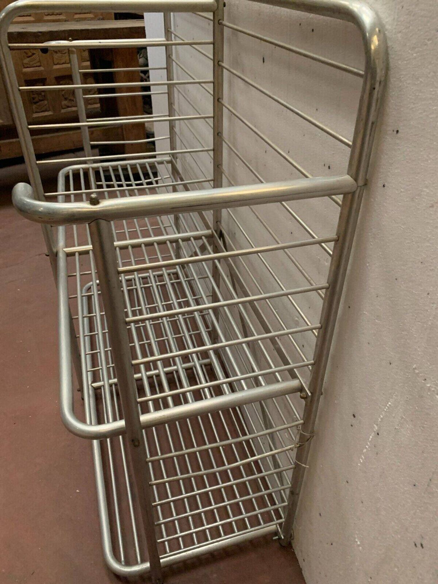 20th century curved aluminum bakery rack