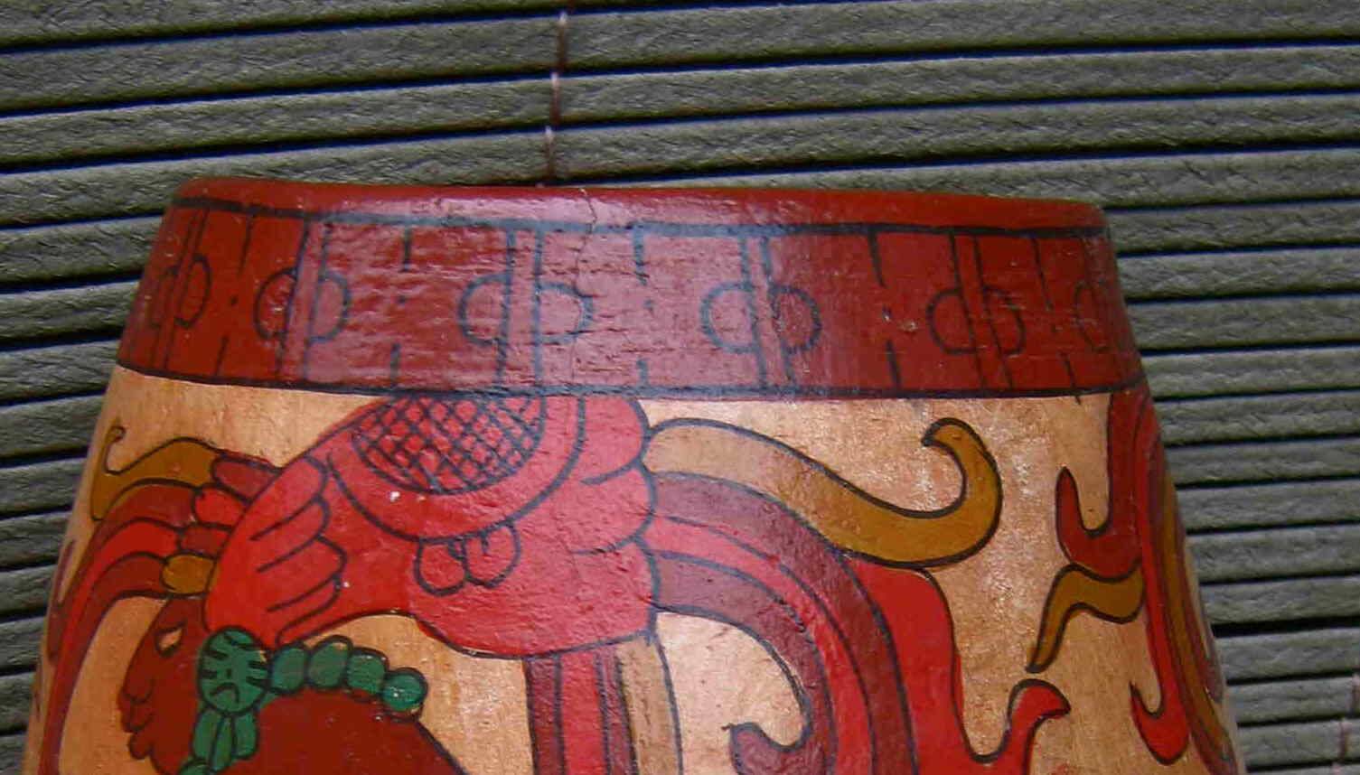 Vase, painted wooden planter