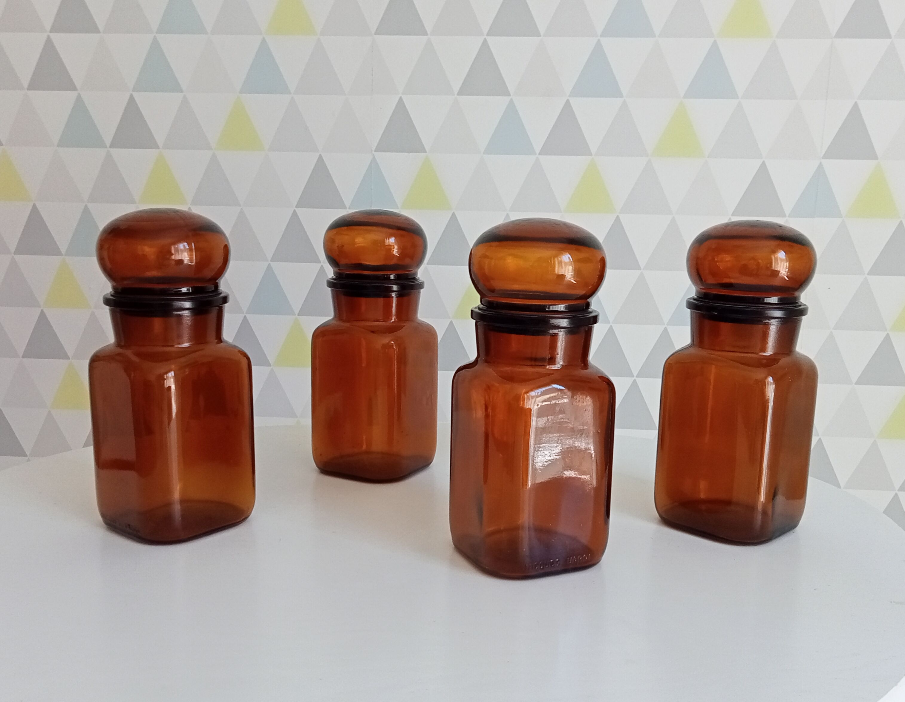 Set of 4 vintage jars 70s