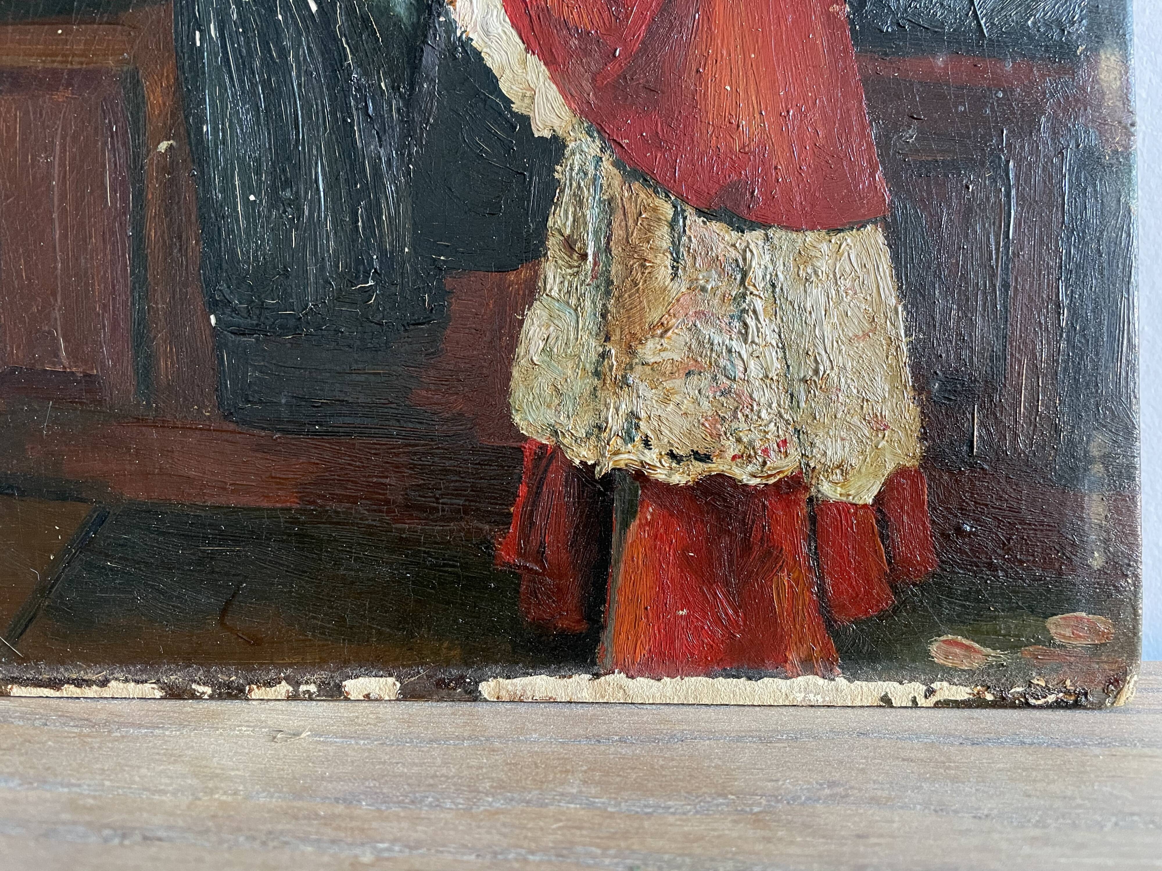 Old painting, church scene