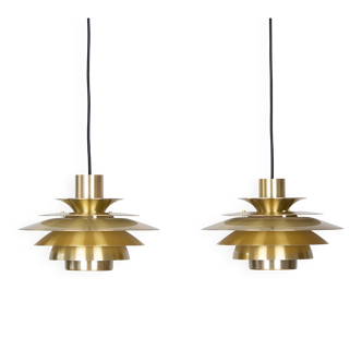 Paire de 2 suspensions vintage danoises Verona par Kurt Wiborg, Jeka, années 1980