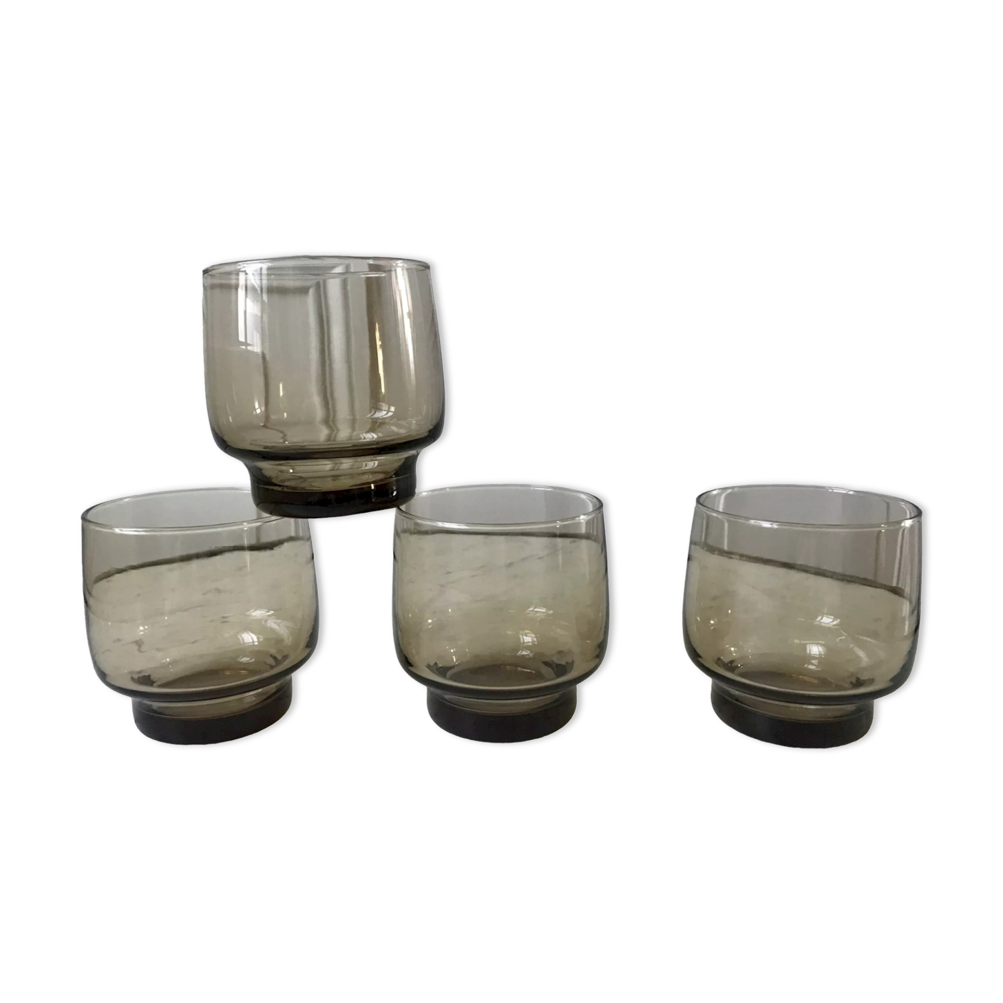 Set of 4 glasses in smoked glass 70s