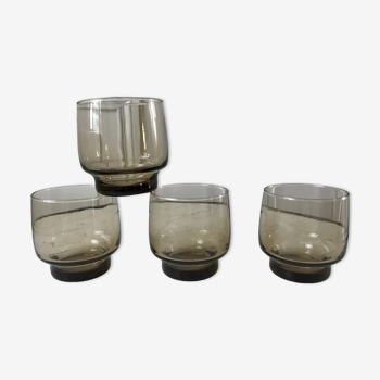 Lot de 4 verres en verre fumé années 70