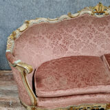 Banquette basket Louis XV Venetian lacquered and gilded wood circa 1900