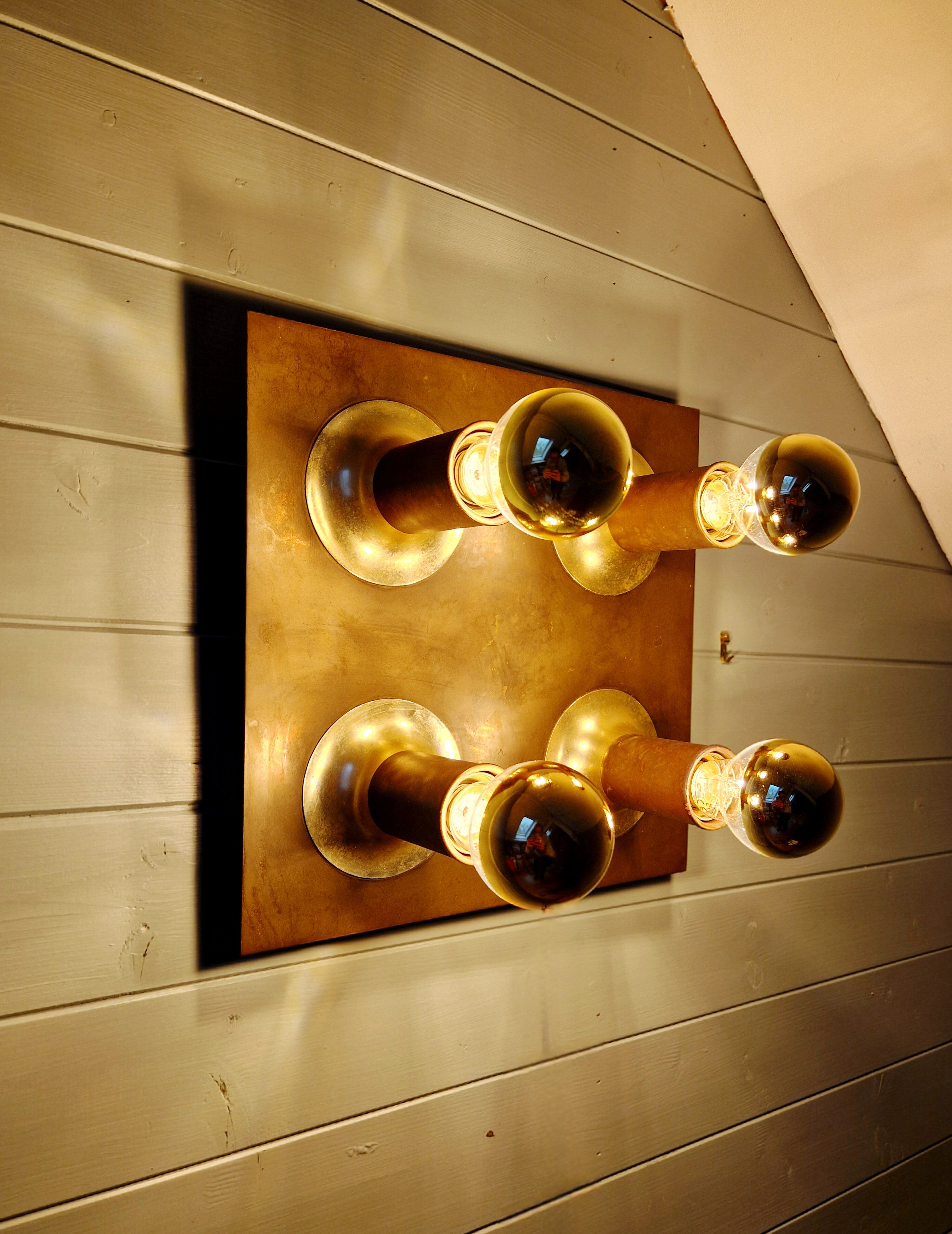 Space Age ceiling light/wall lamp in brass, Cosack Leuchten, 1970.