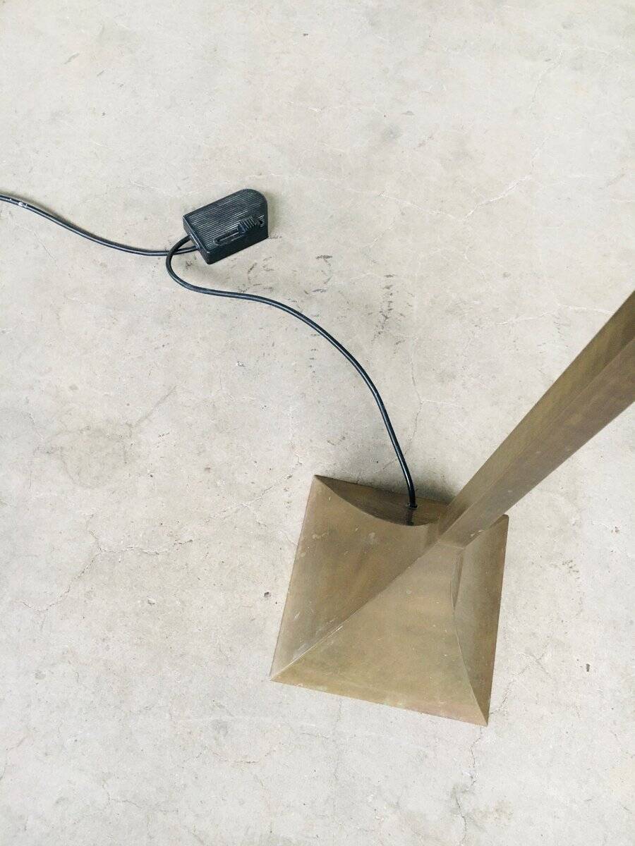 Postmodern Design Brass Fluted Torchiere Floor Lamp by Relco, Italy, 1980s