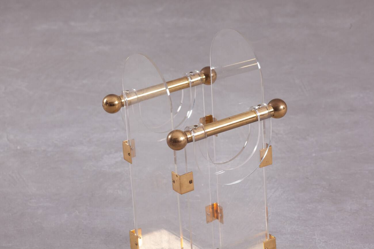 Vintage Fontana Arte acrylic and brass umbrella stand, Italy 1970s