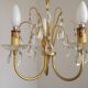 French Vintage Gold Effect Metal-Crystal 3 Light Chandelier Glass Bobeches