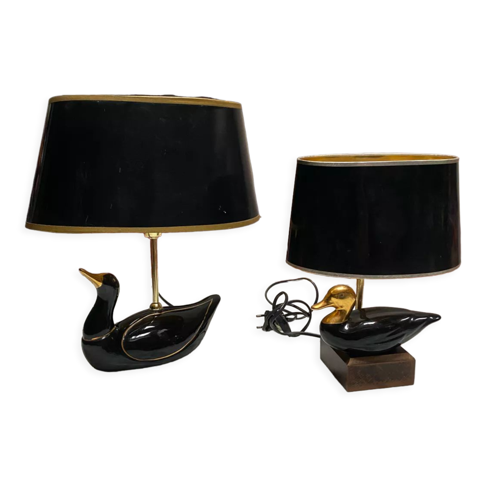 Vintage lamps black and gold duck