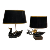 Lampes vintage canard noir et or