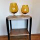 Set of 2 vintage vases in the shape of mustard yellow glasses.