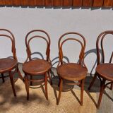 4 curved wooden bistro chairs