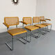Set of 4 cane cantilever chairs and armchairs, Cesca, 1970s.