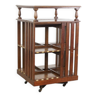 Large Antique English Oak Library Book Carousel