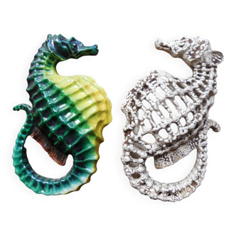Vintage wall decoration seahorses type Vallauris 1960s