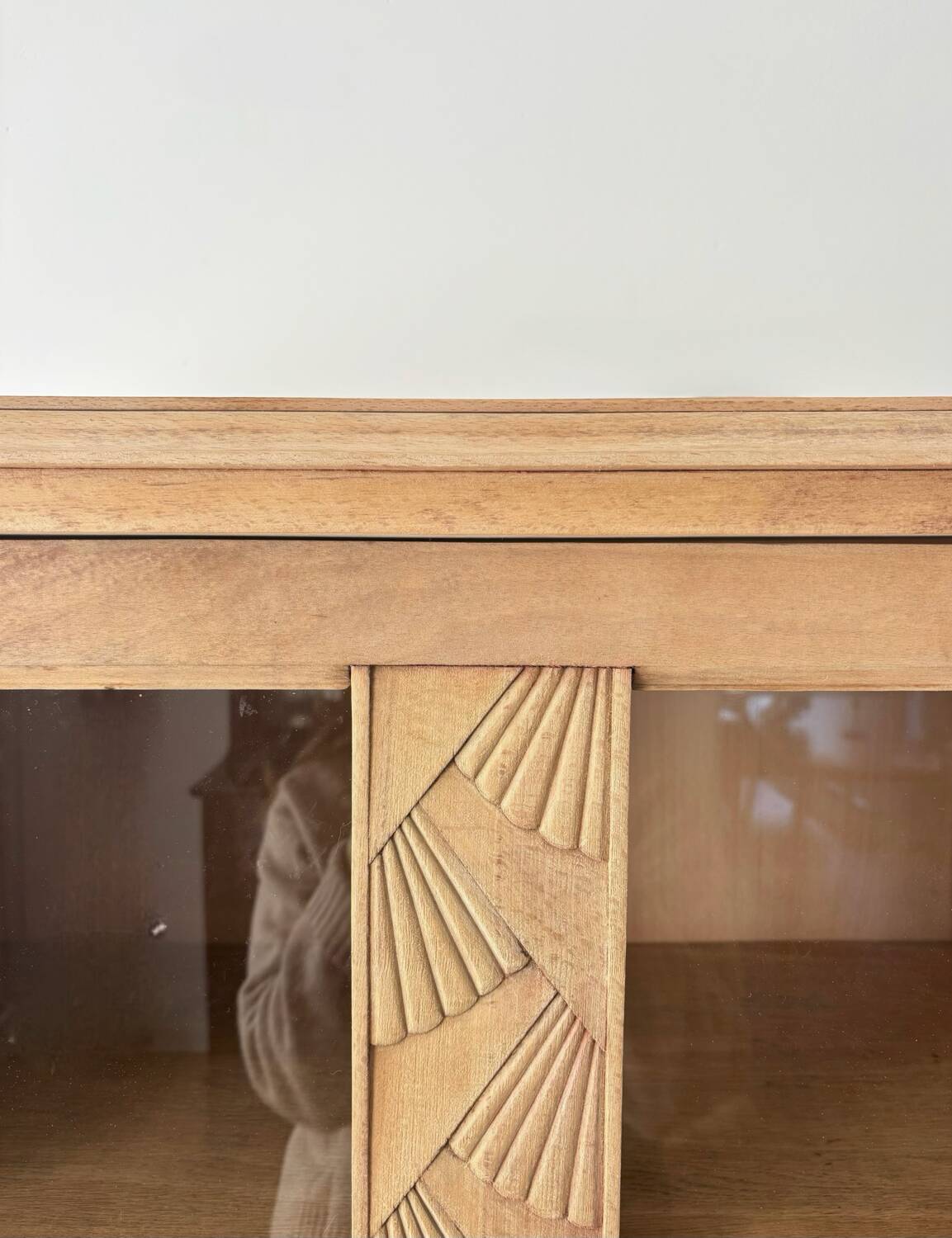 Renovated Parisian art deco solid wood display case