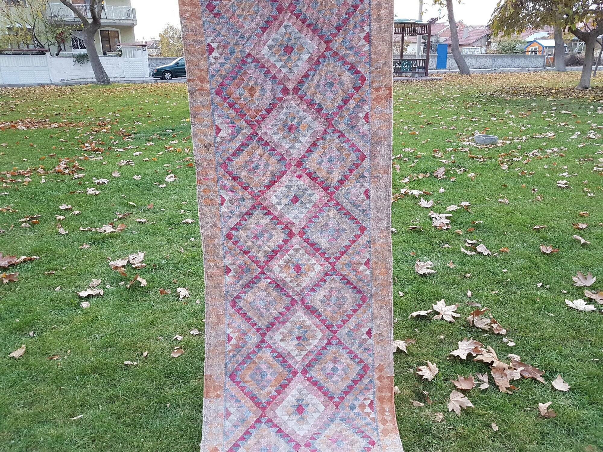 Vintage Turkish hallway rug 80x300 cm