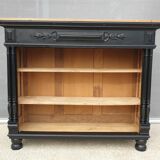 Neoclassical black wood bookcase with columns