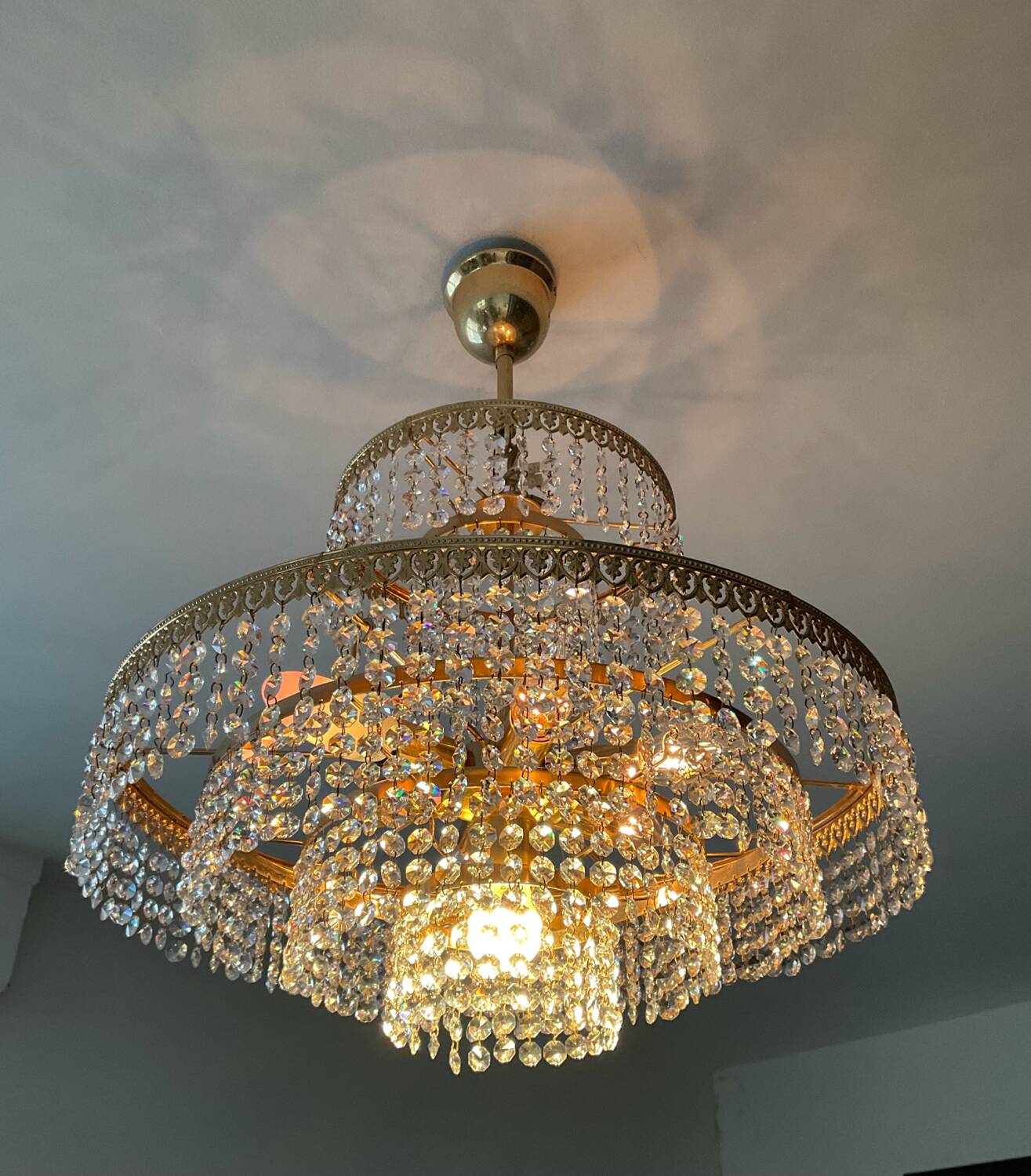 Vintage Crystal Tassel Cascade Chandelier