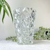 Small vintage glass vase with geometric pattern