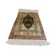Vintage Turkish Vegan Silk Rug, 110x60 cm, Kayseri, Red, Yellow, Beige Small