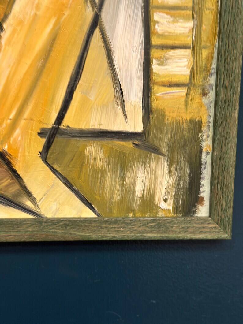 Huile sur panneau d'origine suédoise – « Composition abstraite » – Signée – Vintage