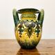 Sublime vase signed Paul Fouillen with yellow and green handles 1940