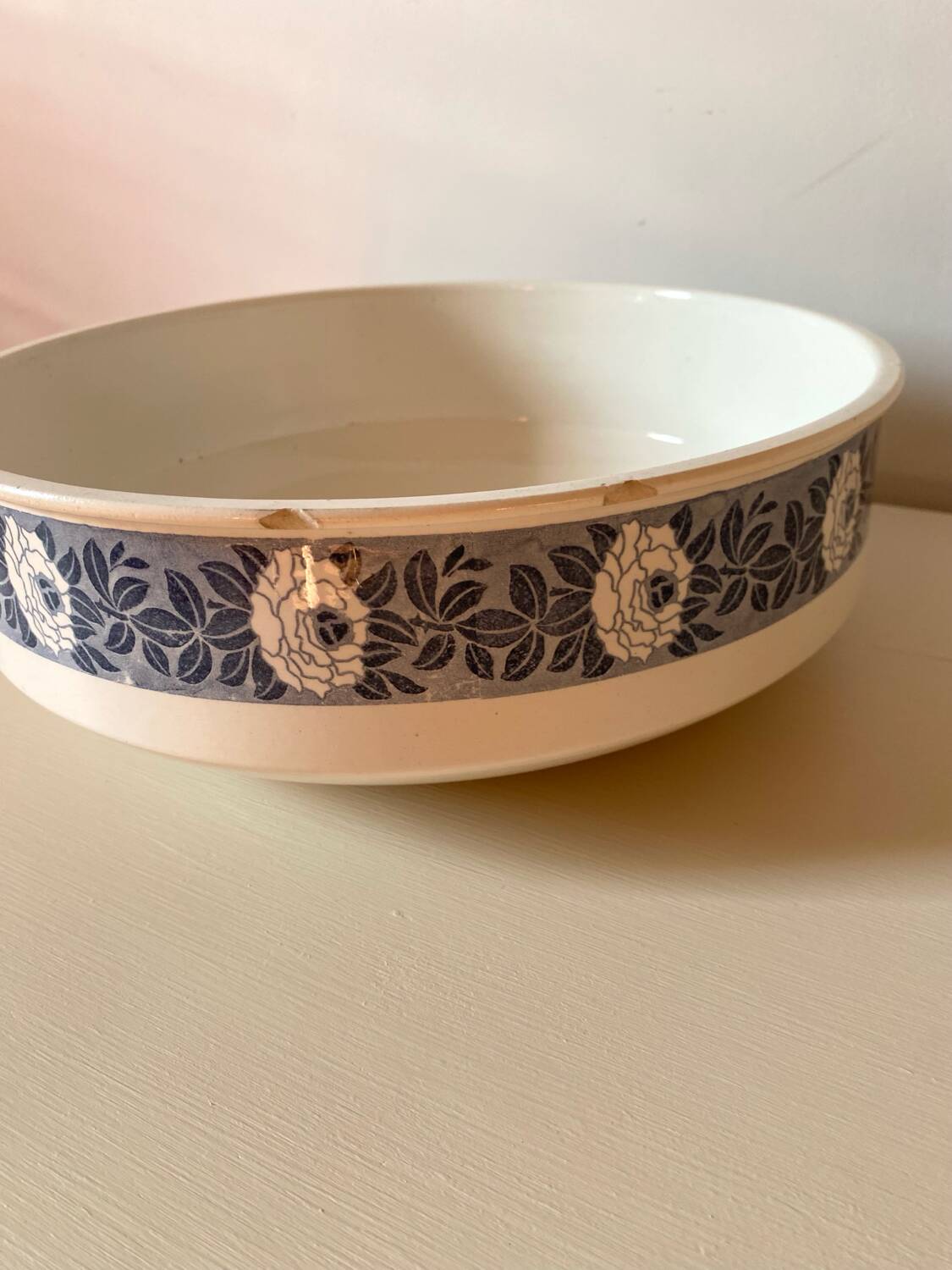 Old earthenware basin from Sarreguemines